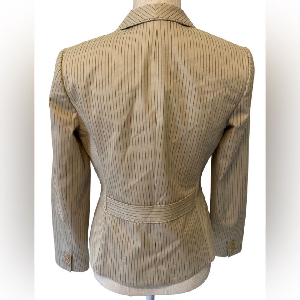 Caslon Tan Pinstripe Blazer Jacket Size 2 Tailored Career Neutral Work Jacket - Picture 8 of 12